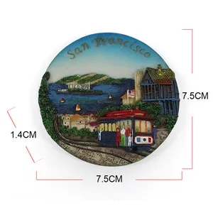 Hadiah souvenir San Francisco resin kustom pemasok magnet kulkas untuk berbagai negara