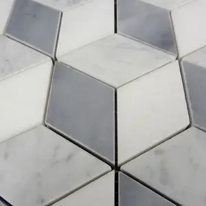 Carrara mezcla gris blanco puro y italiano gris 3d de malla de piso de mosaico de mármol azulejos interior