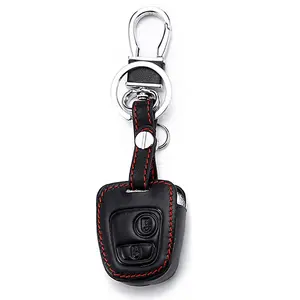 Genuine Leather Key Case Cover For Peugeot 106 107 206 207 307 408 RCZ Remote Car Key Case