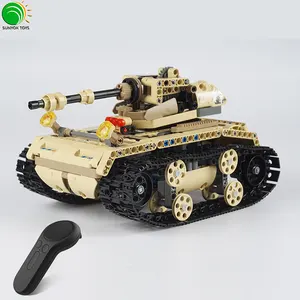 2019热卖552PCS技术军事系列DIY RC坦克遥控汽车玩具塑料积木砖