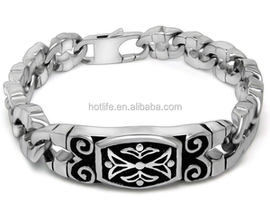 Pulsera de Cadena Gruesa para Hombre, Diseño de <span class=keywords><strong>Tatuaje</strong></span>, Acero Inoxidable 316L - Product Image 3