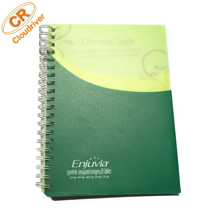 Nuovo Design personalizzato Logo stampa diario agenda settimanale impermeabile colore PP copertina quaderno a spirale con tasca