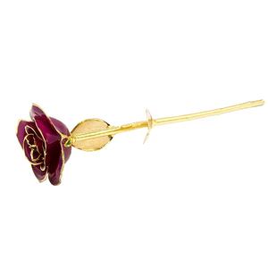 24 k Oro guarniti viola Rosa con foglia oro Fidanzata Regalo 24 k Oro Placcato Naturale Rosa Per San Valentino, regali di giorno della madre - Product Image 6