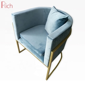 Trang Chủ Nội Thất Phong Cách Hiện Đại Vàng Kết Thúc Khung Thép Không Gỉ Ghế Bành Phòng Khách Nhung Màu Hồng - Product Image 5