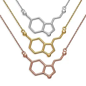 Olivia 18k oro cadena encanto química artículos promocionales joyería de curación serotonina molécula collar