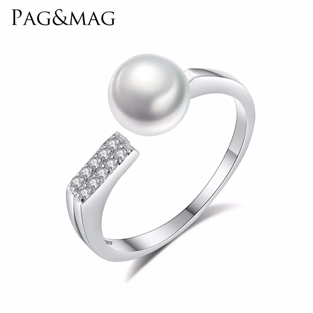 PAG & MAG New Fashion 925 Silber Unregelmäßiger Kreis Ring montage Große Süßwasser 7mm Perle für Frauen Jubiläums geschenk oder Party