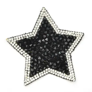 Jean patch Kralen Motief Ontwerp Hot fix star Rhinestone designer patches voor jeans WRPA-030