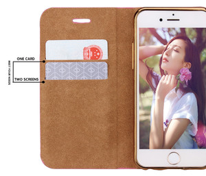 Gros usine prix glitter cas de téléphone titulaire de la carte, cas de téléphone en cuir pour iphone 6 - Product Image 4