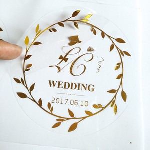 Pas cher Personnalisé Oem Feuille d'Or logo Imprimer <span class=keywords><strong>Autocollant</strong></span> <span class=keywords><strong>Transparent</strong></span> pour Verre - Product Image 2