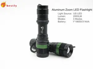 Antorcha de la linterna de alta potencia Ultrafire XML-T6 2000LM LED de alta calidad de zoom linterna / antorcha de la linterna