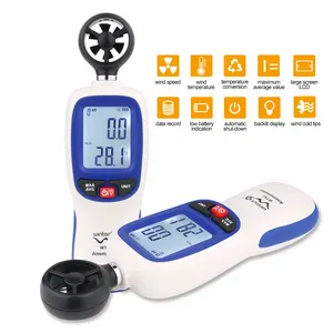 Anemometer Pengukur Kecepatan Angin Digital, Instrumen Pengukur Suhu Aliran Udara Layar LCD WT82 WT82B