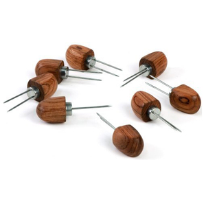 4 paires support de maïs de barbecue en acier inoxydable broche de maïs avec poignée en bois de rose - Product Image 1
