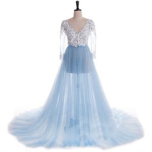 Applique Lungo Blu Plus Size Delle <span class=keywords><strong>Donne</strong></span> Vestiti <span class=keywords><strong>Da</strong></span> Sera <span class=keywords><strong>Per</strong></span> Le <span class=keywords><strong>Donne</strong></span> Incinte - Product Image 2