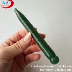 Doğal yeşil yeşim kalem şekil gua sha noktası/değnek guasha kurulu masaj aracı kazıma Çin geleneksel akupunktur - Product Image 2