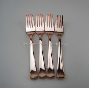 Rose Gold Heavy Weight Disposable Plastic Fork Heavy Duty Bulk Flatware Party Utensils for Wedding, Birthdays & Other Occasions
