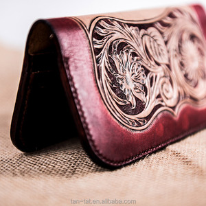 Chinese Hand-Carved <b>Wallet</b> <b>Engraved</b> Genuine Leather Purse - Product Image 3