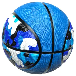 Wholesale Official Size 7 Blue Camouflage Color Deep Channel Rubber Basketball Ball