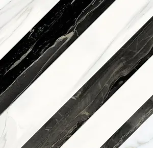 Trắng và đường màu đen thiết kế bóng kết thúc đánh bóng tráng men sứ gạch sản xuất tại Trung Quốc