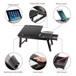 Bamboo Laptop Stand Table Folding Desk Adjustable Height Lap Desk Laptop Bed Tray with Drawer - Product Image 2