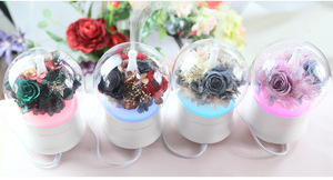 Eternal Rose Long Lasting Flowers Humidifier Essential Oil Aroma <strong>Diffuser</strong> with Preserved Flower Valentine Birthday Gift Dome