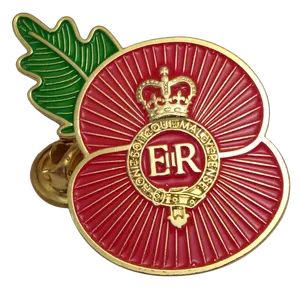 Commemorative poppy flower lapel pin badge