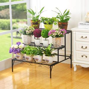 Haute qualité 3 niveaux métal plante support escalier Style conception grande étagère de <span class=keywords><strong>jardin</strong></span> Pot de fleur affichage fer Patio support usage domestique - Product Image 5