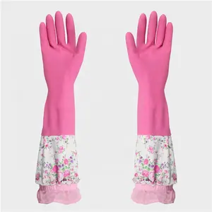 Guanto per lavastoviglie con polsino guanti colorati pulizia guanti in gomma a manica lunga