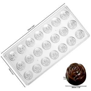 15 Years Factory 21 Cavities Rose Shape PS Chocolate Mould Plastic Chocolate Mold