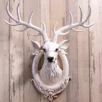 El yapımı ev dekorasyon polyresin geyik kafası duvara monte boynuzları ile