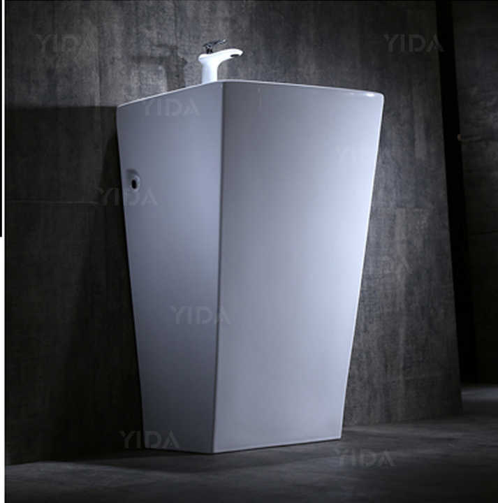 YIDA Best Seller Ceramic Square Shape Pedestal Basin Floor Standing Hand Wash Sink Basin