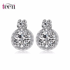 Oro Blanco Teemi mayorista chispas Flor Diamante Redondo para las mujeres del partido de tarde del pendiente de la joyería de lu - Product Image 1