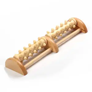 1 rauwe voet massage roller met houten spikes voor beide voeten