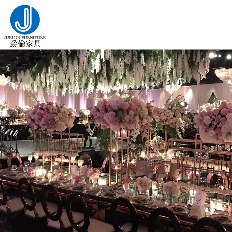 Luxury hotel banquet wedding reception items glass tables for weddings gold wedding table