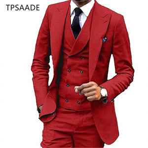 Chaleco de doble botonadura boda novio fiesta hecho a medida hombres trajes 3 piezas WPY0018 - Product Image 6