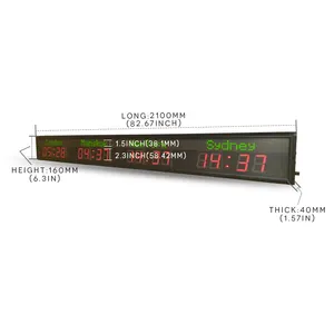 [Personalização] controle remoto interno montado na parede de alto brilho hotel relógio digital/aeroporto relógio mundial LED relógio