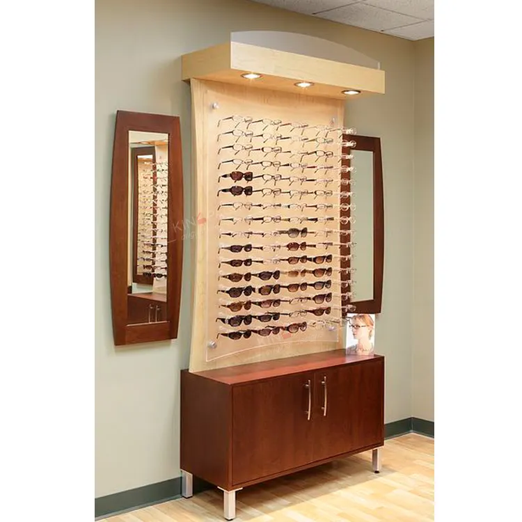 Gafas de sol de montaje en pared de alta calidad, vitrina óptica, muebles para gafas