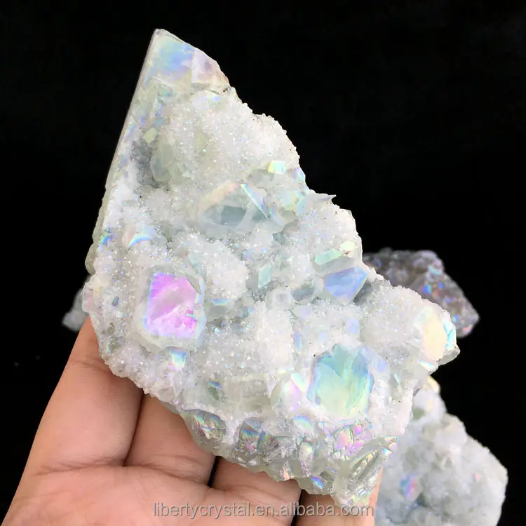 En gros Arc-en-Ciel Aura Quartz Fluorite Grappes En Cristal Fait Main