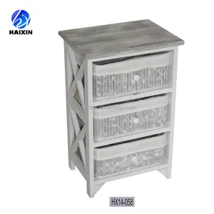 Cestas de madera moderno muebles para el hogar de la vendimia 3 cajones gabinete gris blanco