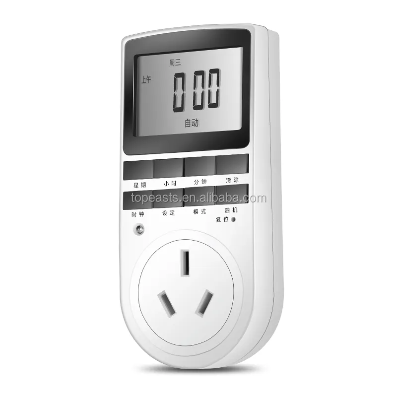 16A Plug-in Socket 7-hari Programmable Digital Timer Beralih dengan Dukungan Layar LCD 12/24 Jam