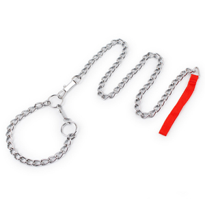 Venta caliente 120CM Custom Anti-Bite <span class=keywords><strong>Dog</strong></span> Leash <span class=keywords><strong>Collar</strong></span> Sólido Estilo clásico Liberación rápida Durable Chrome Plated <span class=keywords><strong>Iron</strong></span> Metal Ribbon - Product Image 1