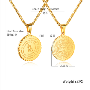 <span class=keywords><strong>Oro</strong></span> Placcato In Acciaio Inox Personalizzato Inciso Retro Christian di Preghiera A Mano <span class=keywords><strong>Collana</strong></span> <span class=keywords><strong>Medaglione</strong></span> - Product Image 6