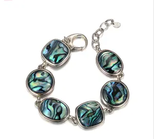 Onier Fashion Luxury Friendship 925 silver abalone shell bracelet men &woman