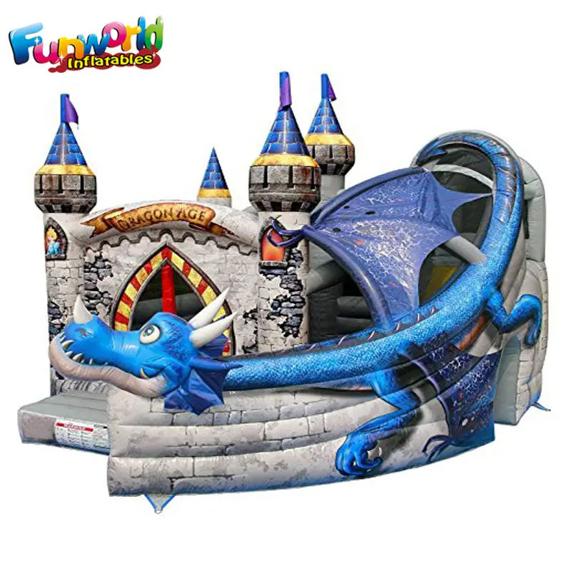 Hot Sale Naga Raksasa Inflatable Bounce Slide Penjaga Melompat Istana Slide Inflatable untuk Anak-anak