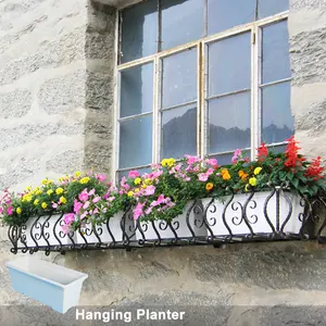 Dikdörtgen Kutu Beyaz çiçek saksısı Balkon için Dikey Bahçe