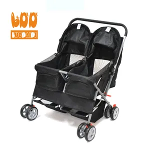 Stroller Hewan Peliharaan Terbaik Kereta Dorong Anak Kembar Ganda Kereta Dorong Lipat untuk Hewan Peliharaan