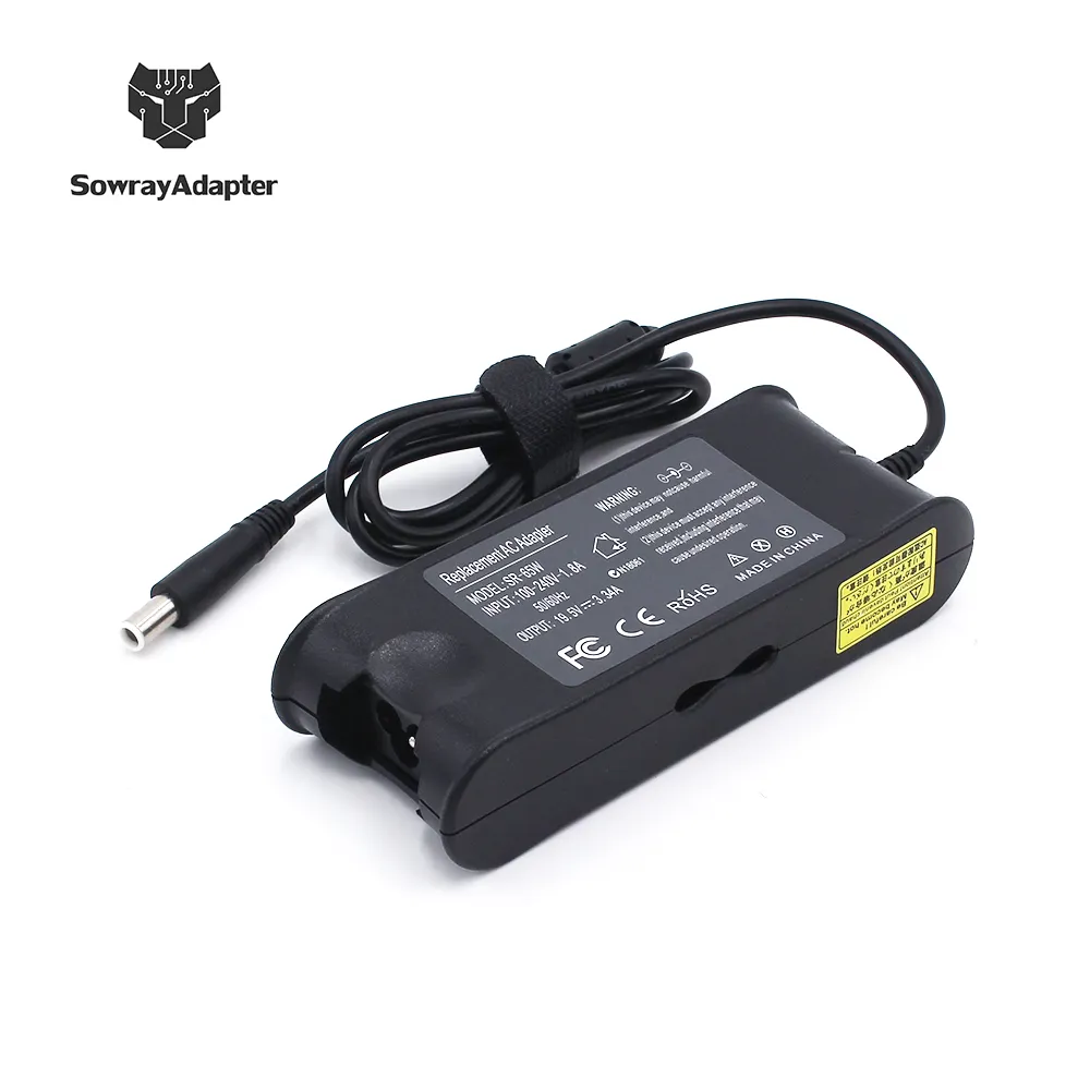 Carregador laptops 19.5v 3.34a para dell, laptop, carregador 65w, adaptador ac