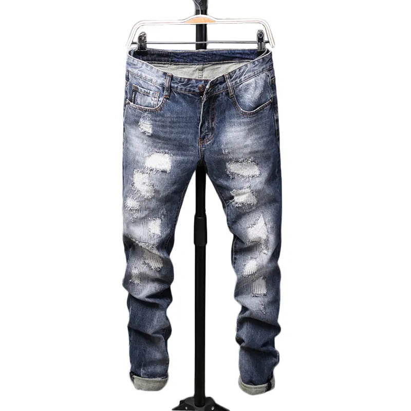 Calças jeans masculinas, azul claro, estilo novo, grossa, cintura alta, <span class=keywords><strong>de</strong></span> algodão, para <span class=keywords><strong>costura</strong></span>, motociclista