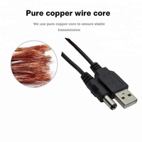 Kabel Daya USB Tipe A Male ke Jack Barrel DC, Kabel Pengisi Daya 2.1x5.5mm, Kabel Koneksi Daya Hitam