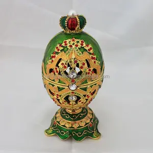 Boda clásica caja de metal con cristal ruso huevos de Fabergé precio al por mayor