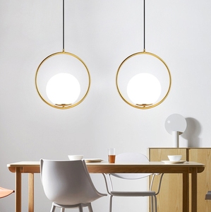 2019 الحديثة شنقا دائرة حلقة معدنية أدى كرات من الزجاج الثريا ضوء - Product Image 5